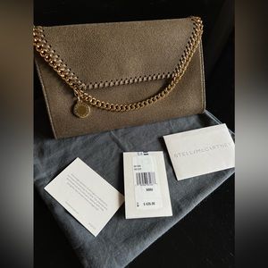 STELLA MCCARTNEY Falabella Mini Shoulder Bag Olive Gold NEW